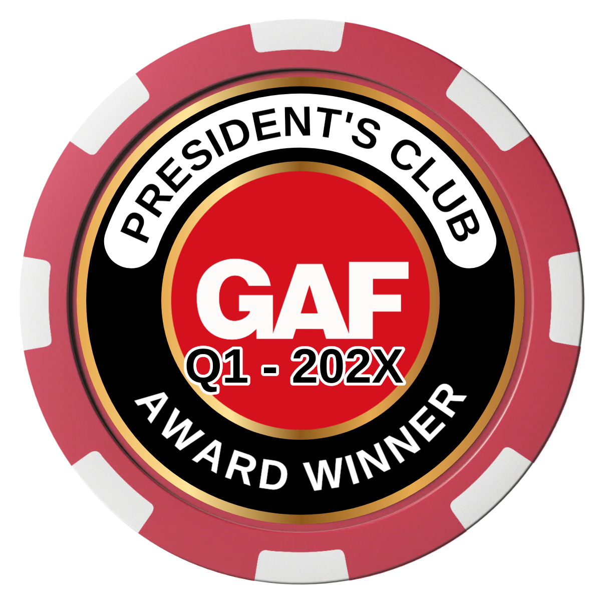 President's Club Composite Poker Chips - Red / 8 Spot - Front