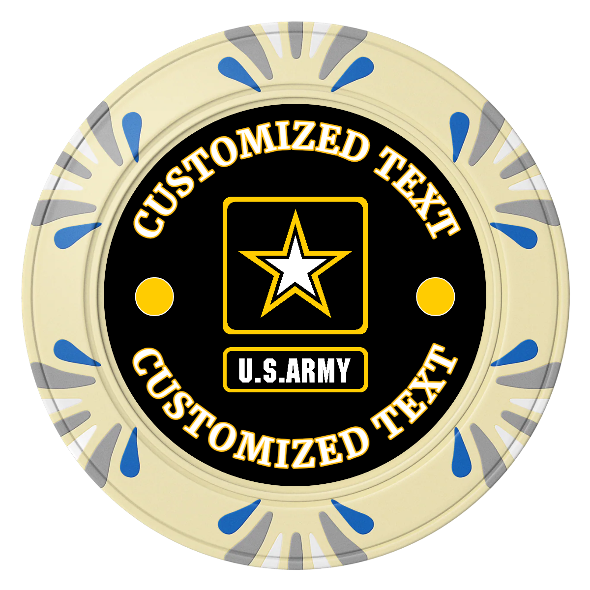 Army Strong Clay Poker Chips - Ivory / Macau / 40mm - Front