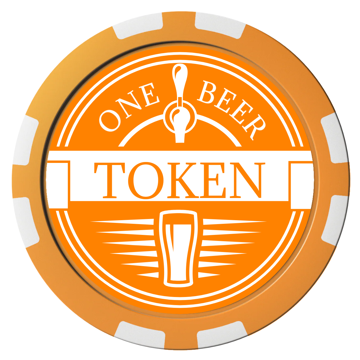 Tap Out Composite Poker Chips - Orange / 8 Stripe - Front