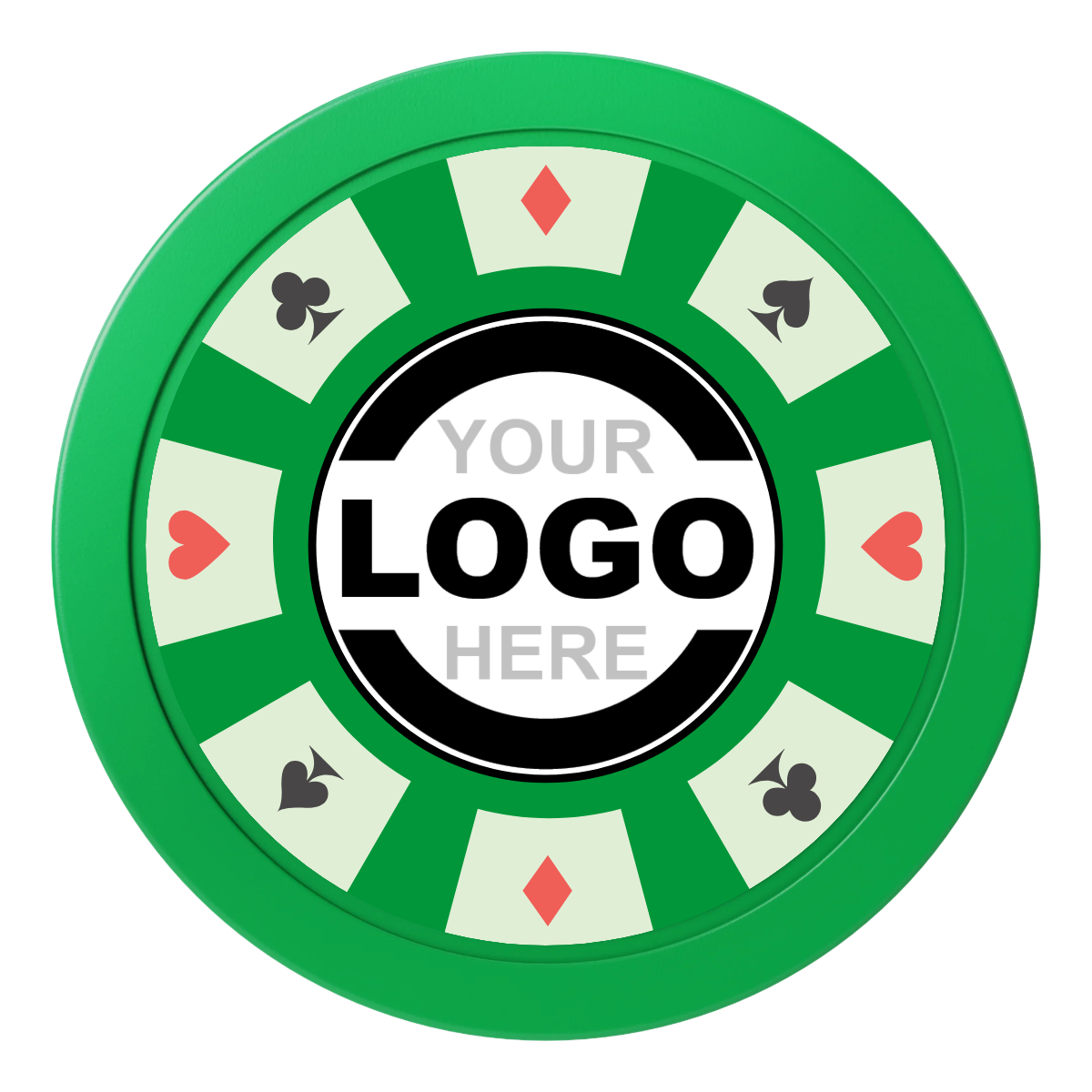 Suit 8 Your Logo 2" Oversized Poker Chips - Green - Back