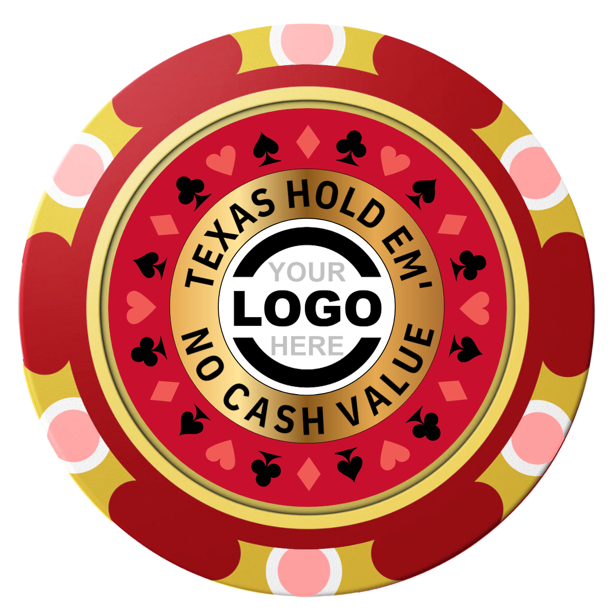 Texas Hold Em' Clay Poker Chips - Red / Monte Carlo / 40mm - Front