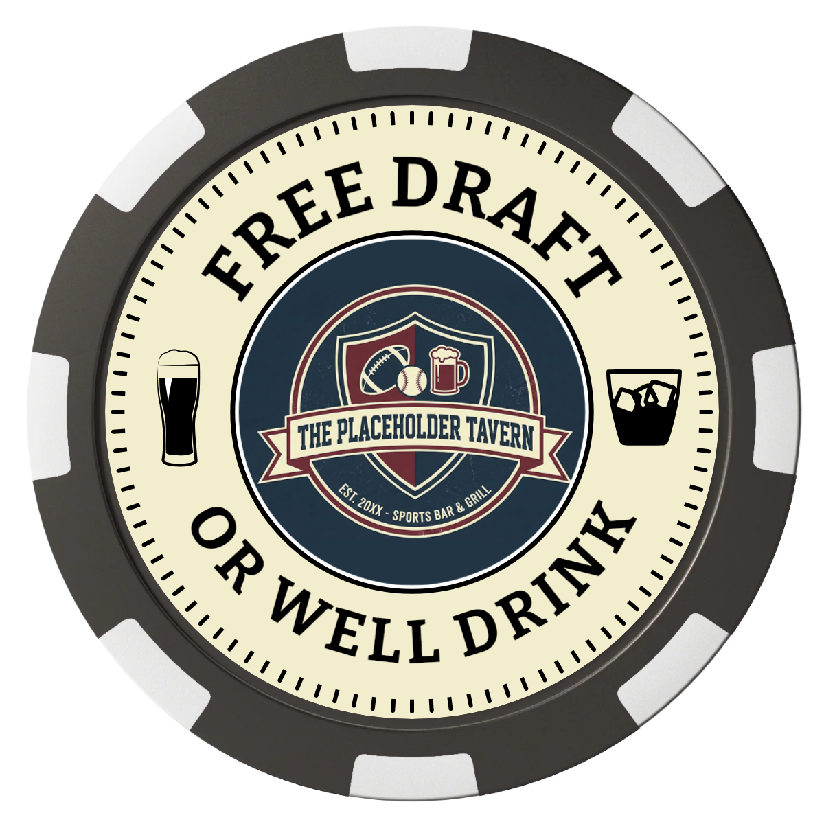 Beer Shop Composite Poker Chips - Black / 8 Spot - Front