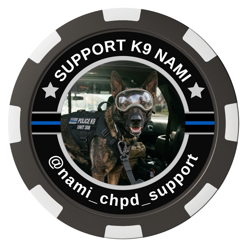 Police Department K9 #02 Composite Poker Chips - Black / 8 Spot - Front