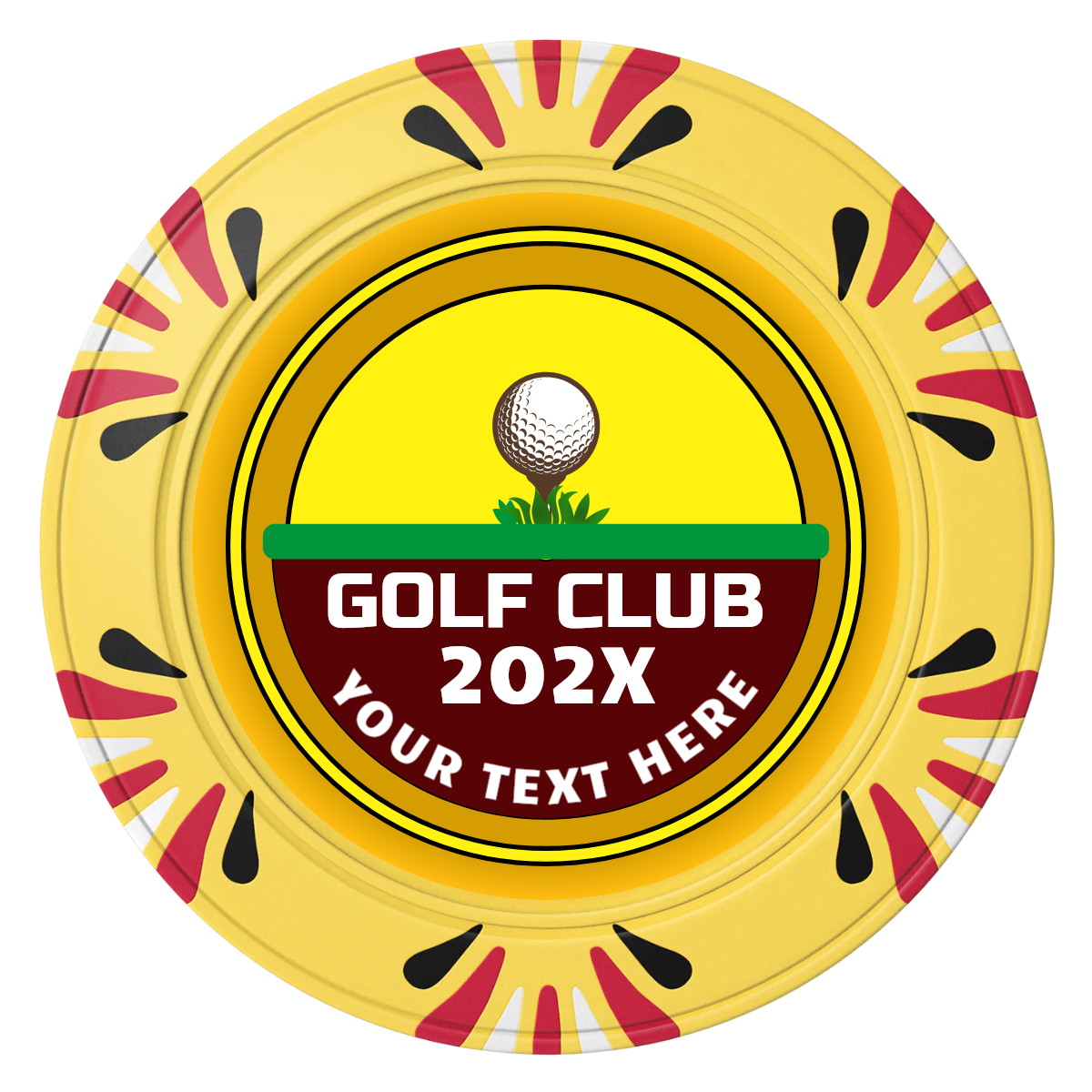 Teed Up Clay Poker Chips - Yellow / Macau / 40mm - Front