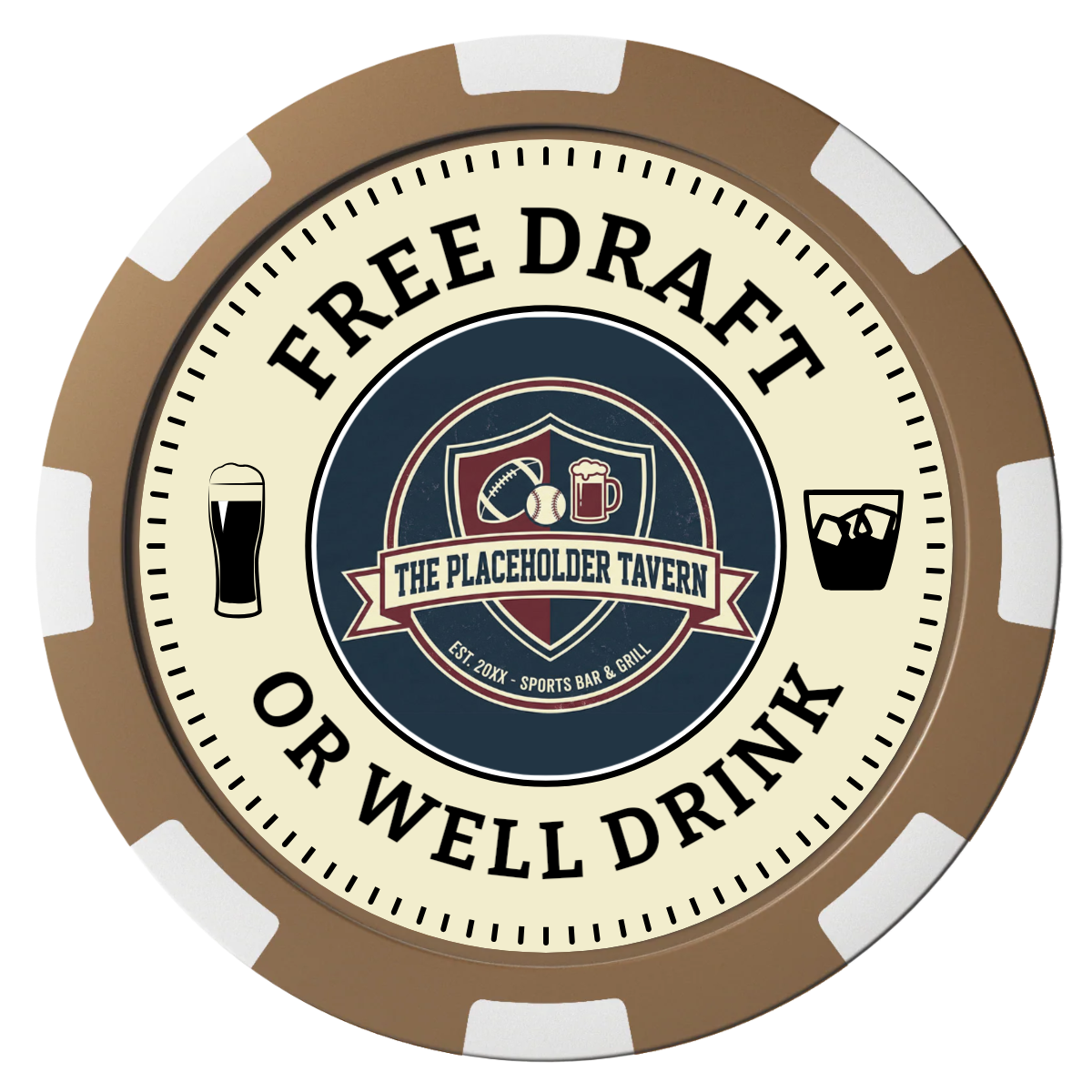 Beer Shop Composite Poker Chips - Brown / 8 Spot - Front