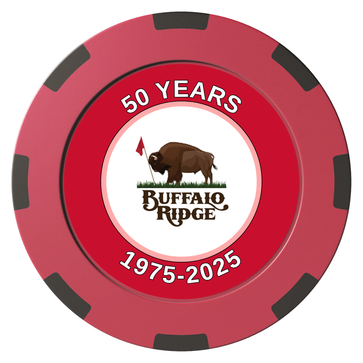 Branded Golf Pro Shop Clay Poker Chips - Red / 8 Spot (2 Tone) / 40mm - Front