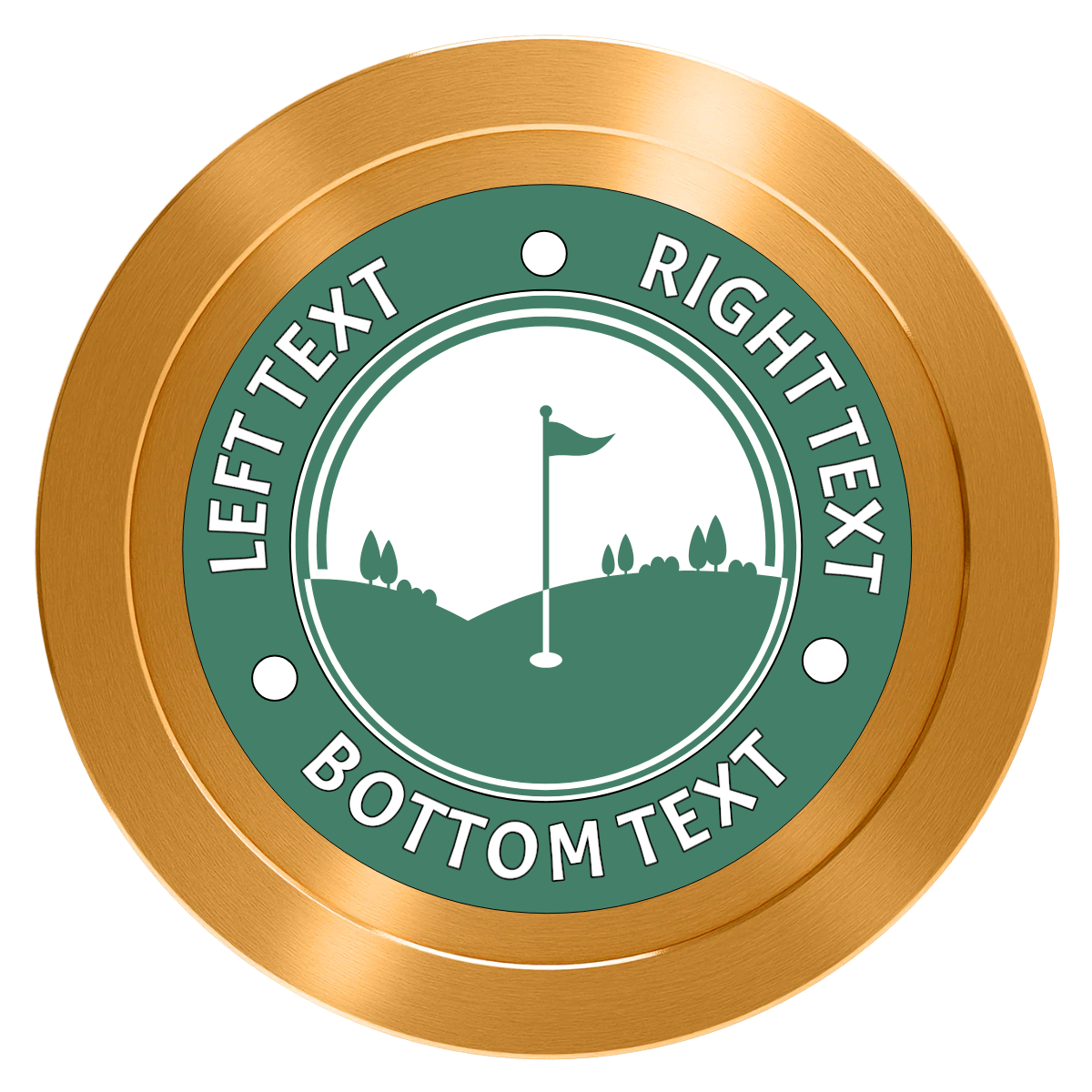 Country Club Golf Course Aluminum Poker Chips - Gold - Front