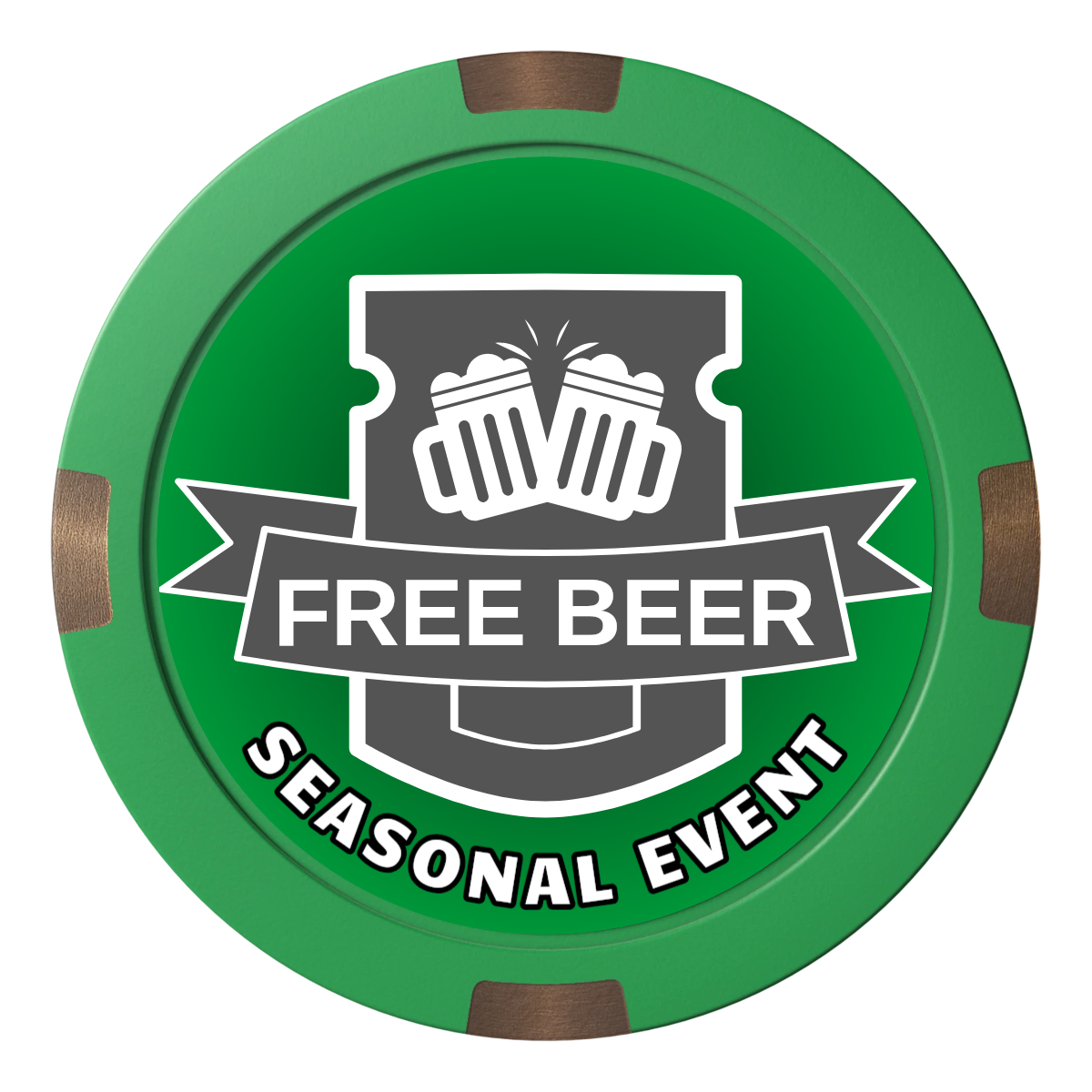 Craft Beer #001 Composite & Metal Hybrid Poker Chips - Green - Front