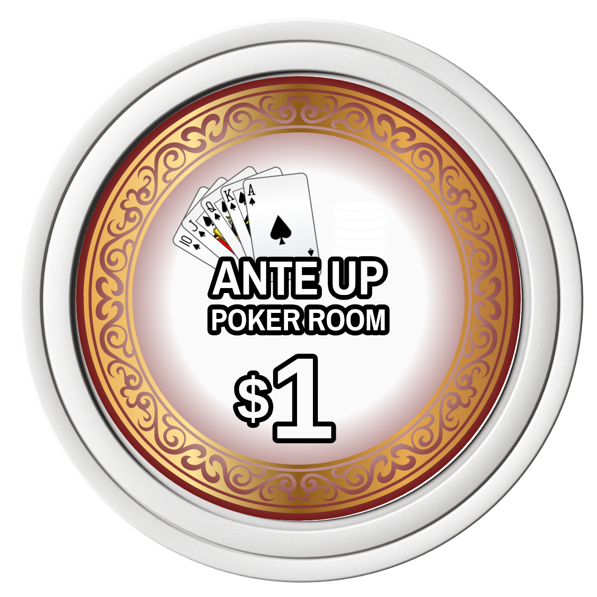 Ante Up Poker Room Composite Poker Chips - White / Solid - Front
