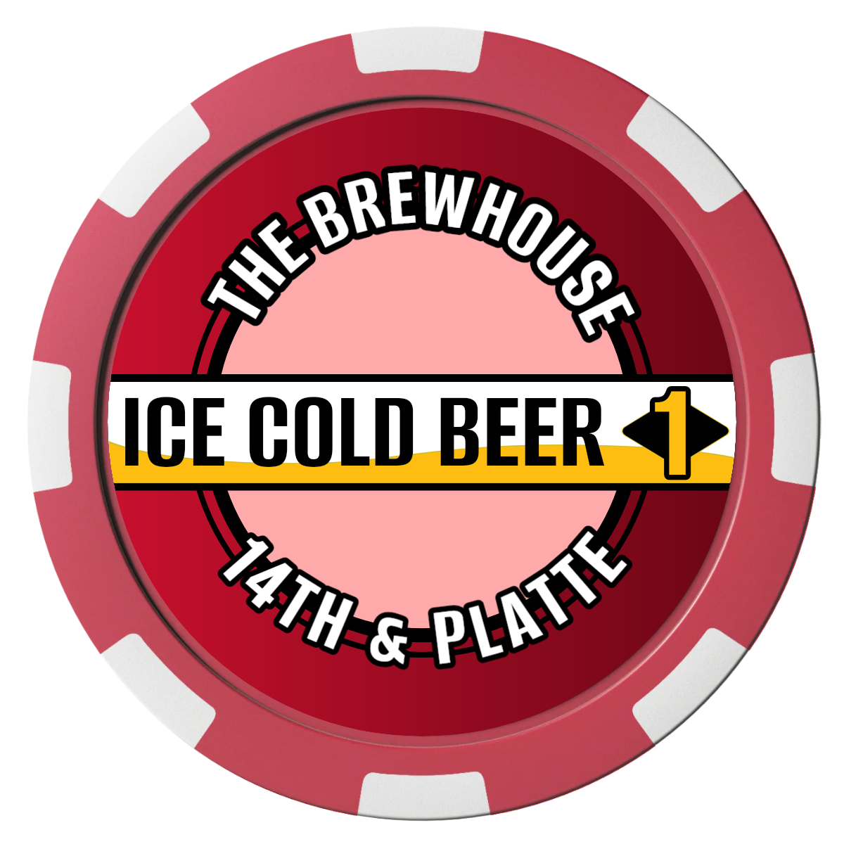 Ice Cold Beer Drink Token Composite Poker Chips - Red / 8 Spot - Front