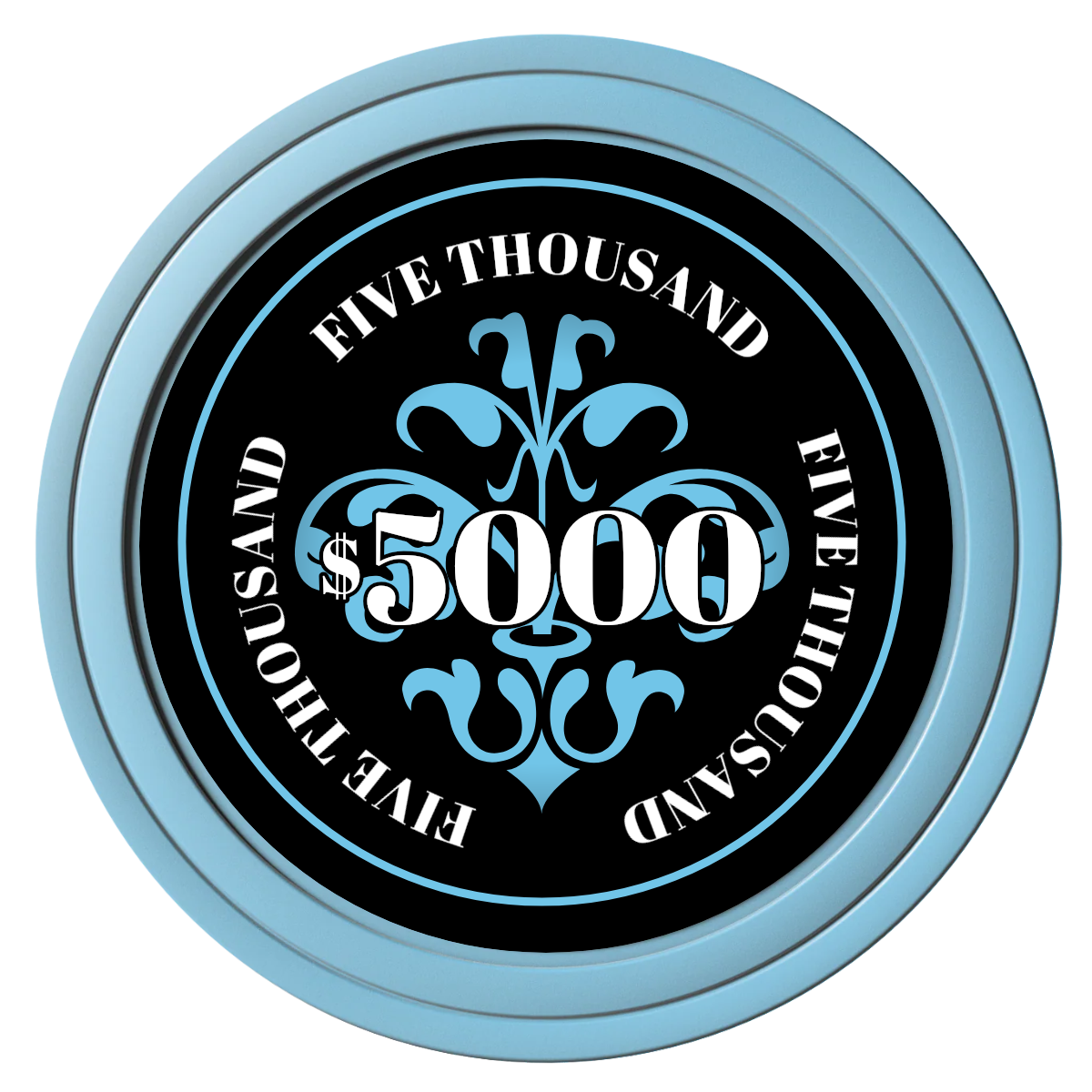 Gothic Revival Composite Poker Chips - Light Blue / Solid - Front