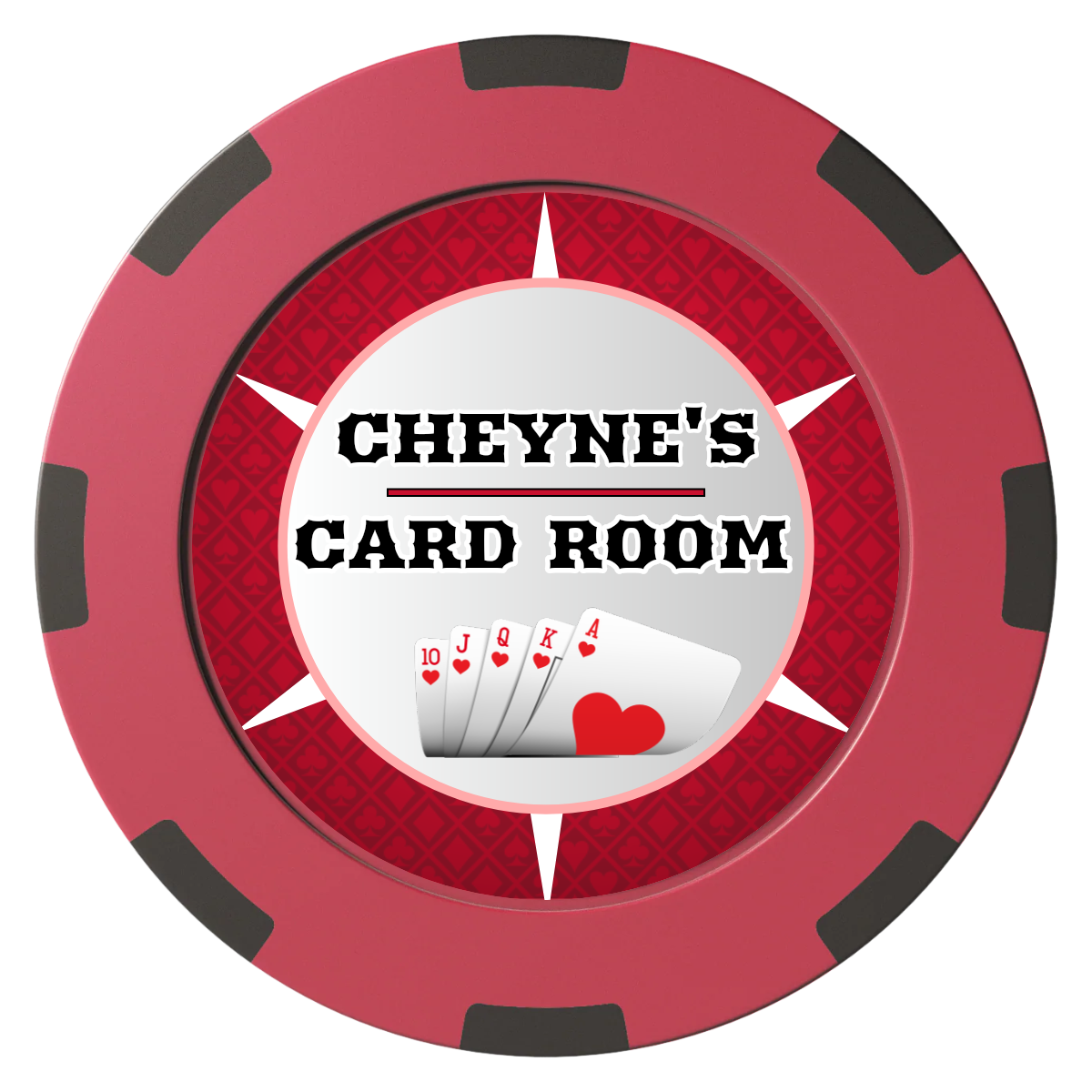 Cheyne's Card Room Clay Poker Chips - Red / 8 Spot (2 Tone) / 40mm - Front