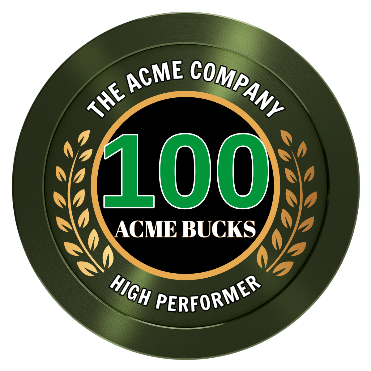Achievement Wreath Aluminum Poker Chips - Green - Front