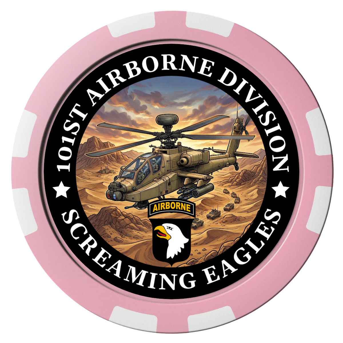 Army Airborne Composite Poker Chips - Pink / 8 Stripe - Front