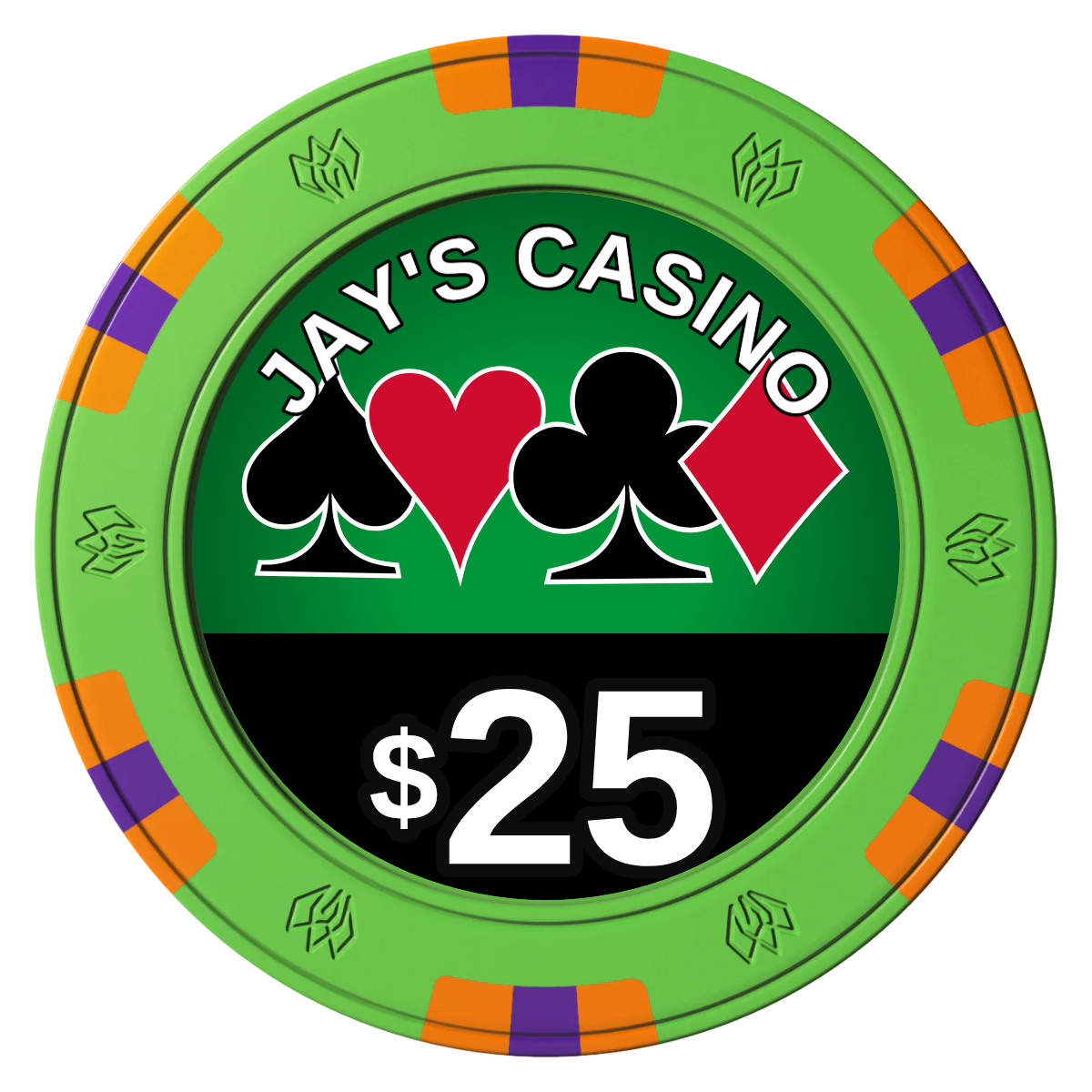Jay's Casino Clay Poker Chips - Green / 6 Spot Gem / 40mm - Back