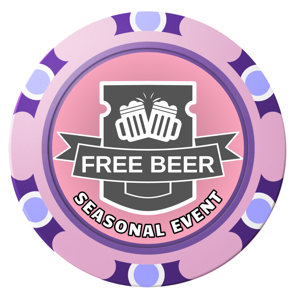 Craft Beer #001 Clay Poker Chips - Pink / Monte Carlo / 40mm - Front