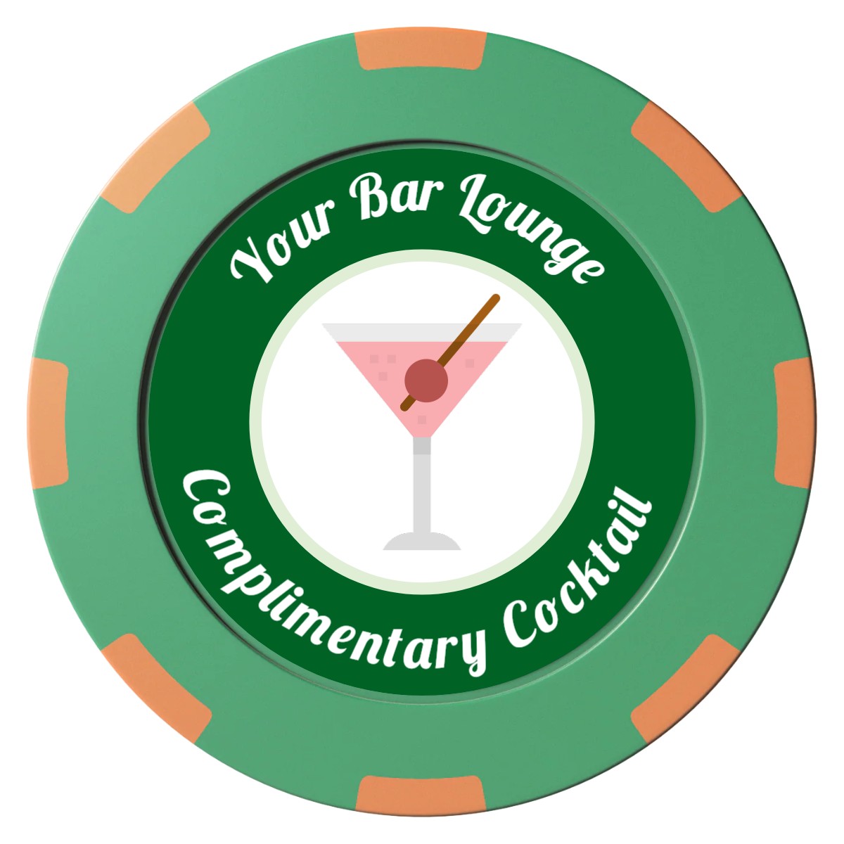 Fancy Drink Clay Poker Chips - Green / 8 Spot (2 Tone) / 40mm - Front