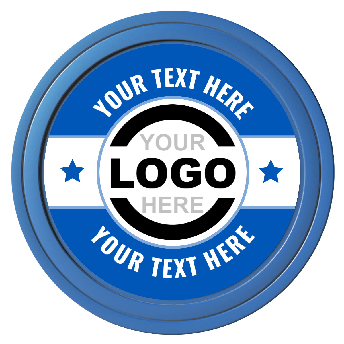 Star Banner Composite Poker Chips - Blue / Solid - Front