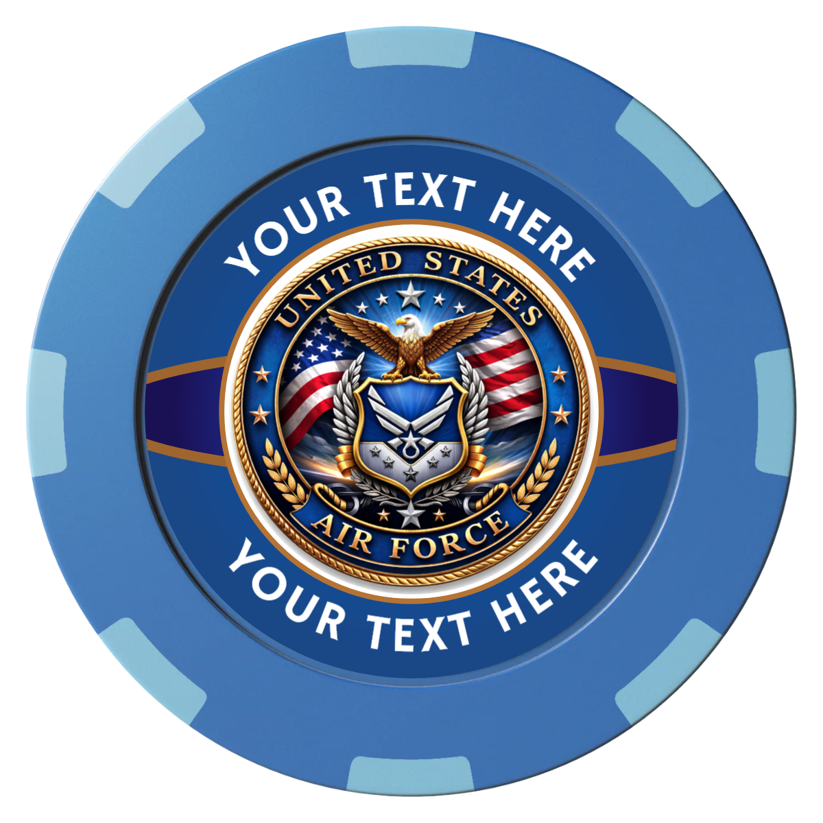 Air Force Clay Poker Chips - Blue / 8 Spot (2 Tone) / 40mm - Front