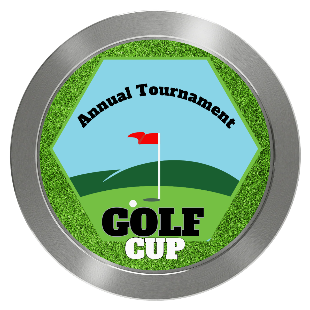 Golf Cup Aluminum Poker Chips - Silver - Front