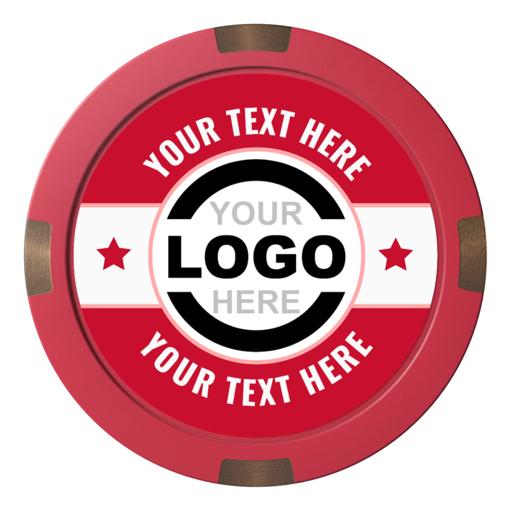 Star Banner Composite & Metal Hybrid Poker Chips - Red - Back