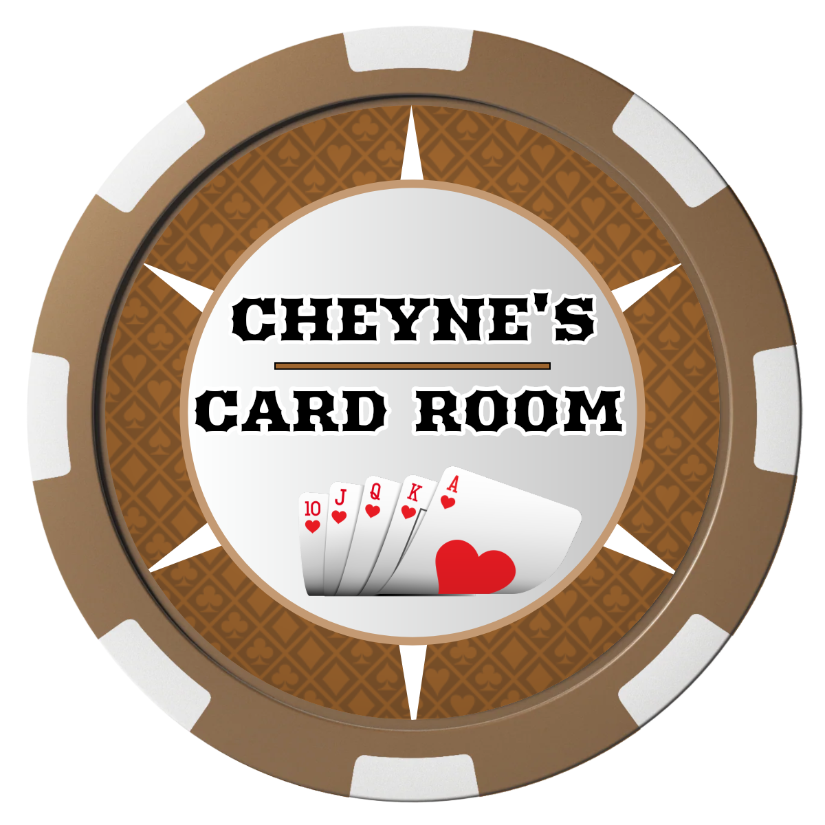 Cheyne's Card Room Composite Poker Chips - Brown / 8 Spot - Front