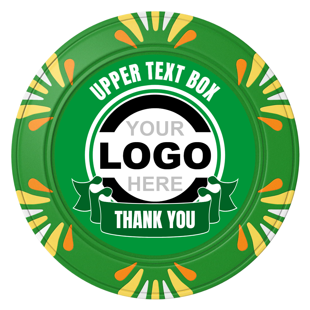 Lower Banner Clay Poker Chips - Green / Macau / 40mm - Front