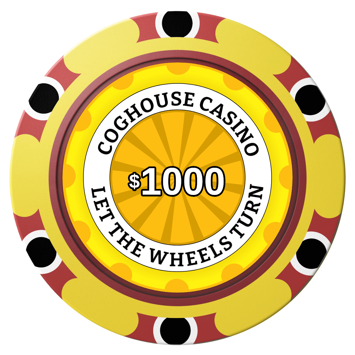 Cog House Clay Poker Chips - Yellow / Monte Carlo / 40mm - Front