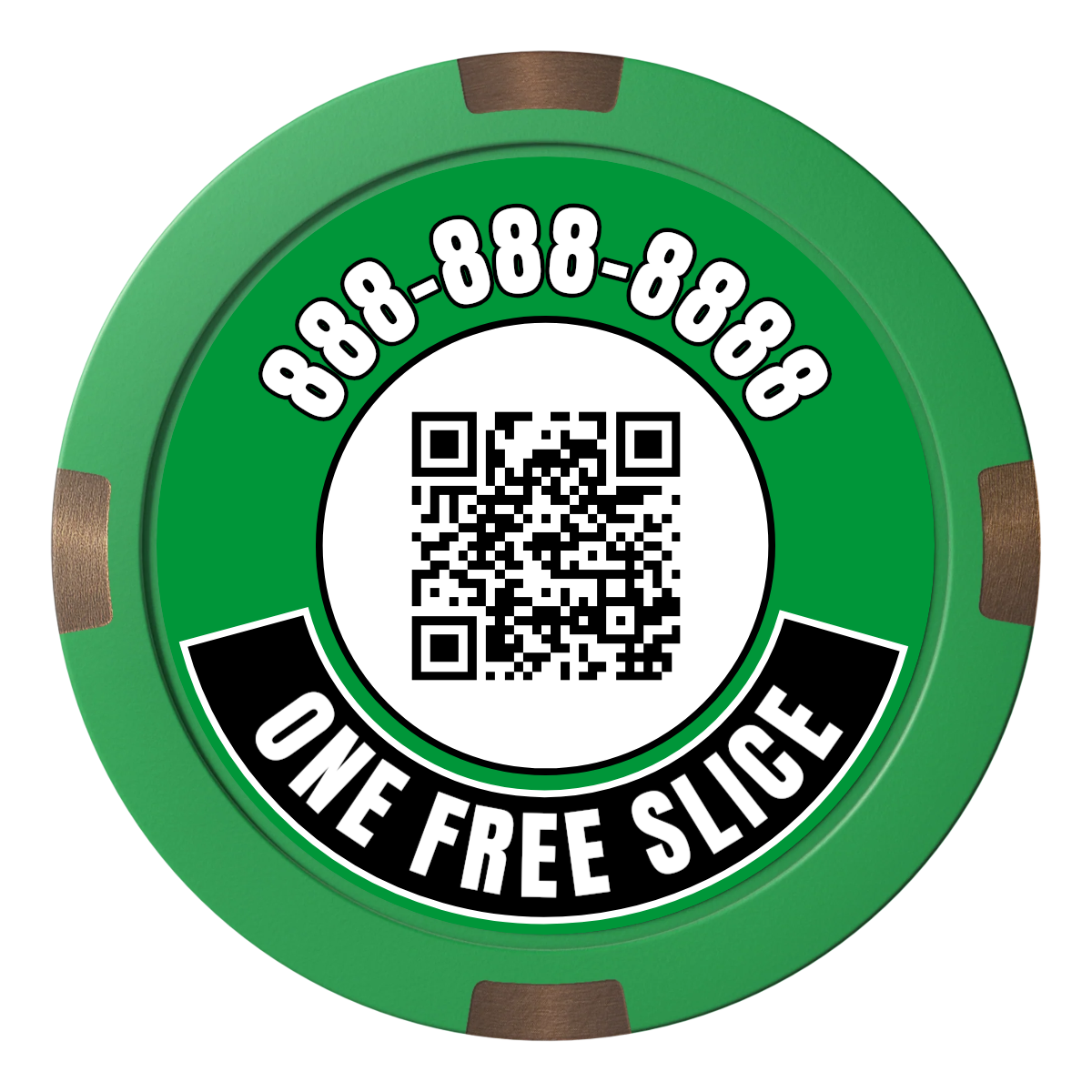 Brew Pub or Pizzeria with Logo Composite & Metal Hybrid Poker Chips - Green - Back