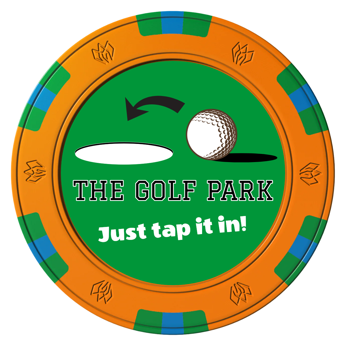 Golf Slogan Clay Poker Chips - Orange / 6 Spot Gem / 43mm - Front