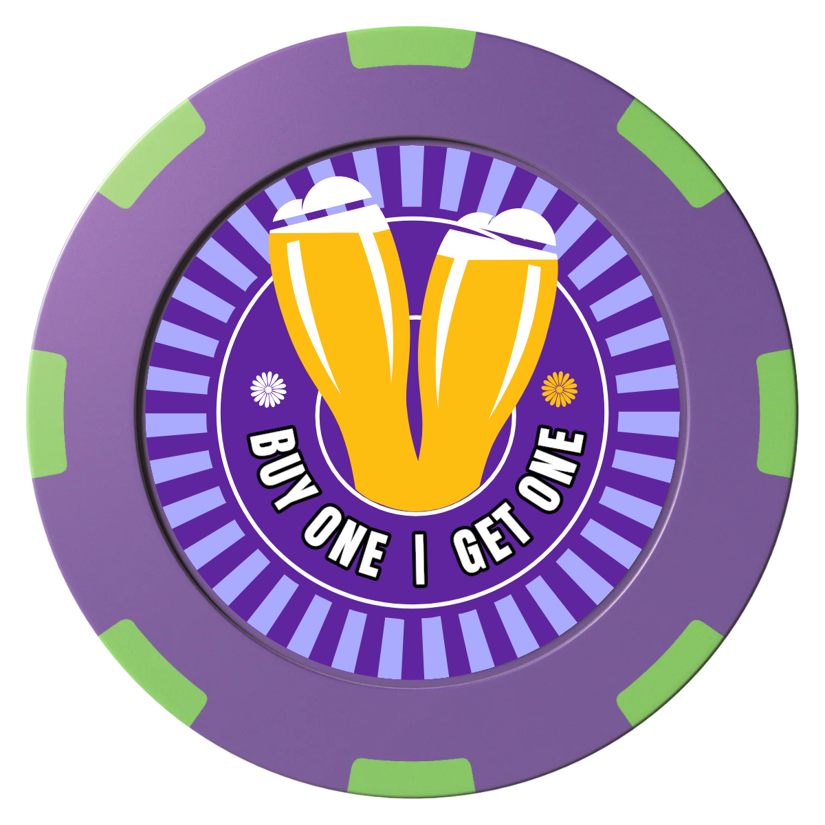 Double Pint Clay Poker Chips - Purple / 8 Spot (2 Tone) / 40mm - Front