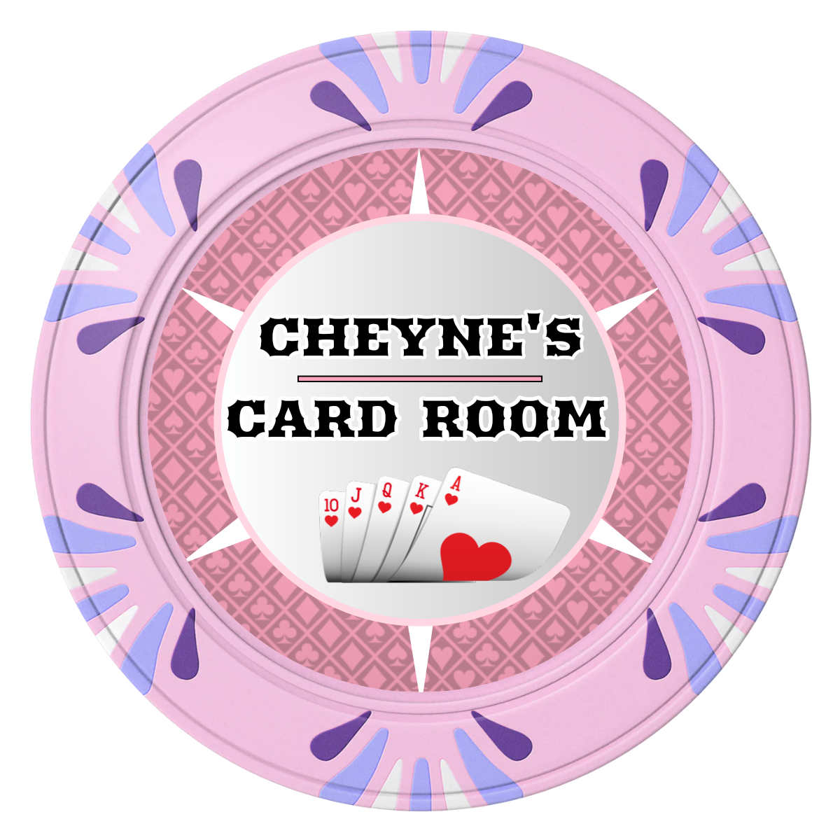 Cheyne's Card Room Clay Poker Chips - Pink / Macau / 40mm - Front