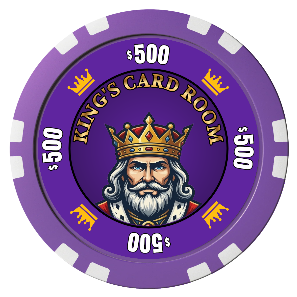 Kings Composite Poker Chips - Purple / Double Stripe - Front