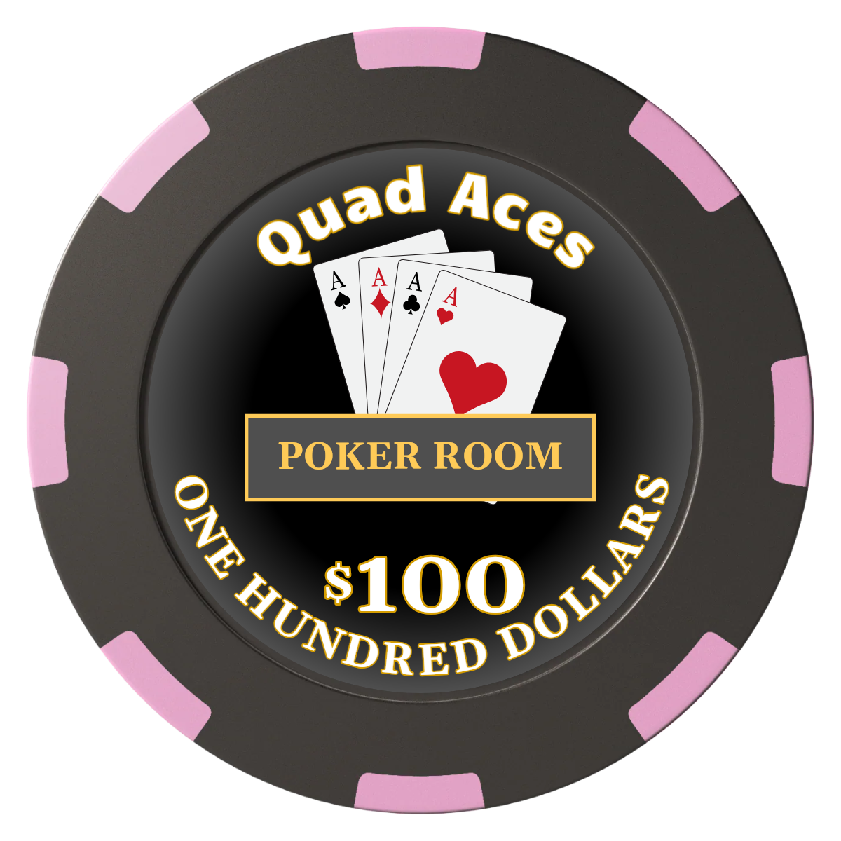 Quad Aces Clay Poker Chips - Black / 8 Spot (2 Tone) / 40mm - Back