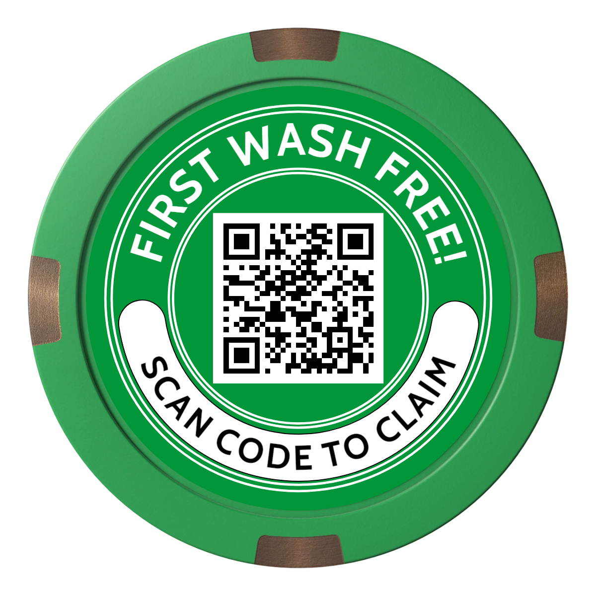 Car Wash Promotion Composite & Metal Hybrid Poker Chips - Green / 4 Spot - Back