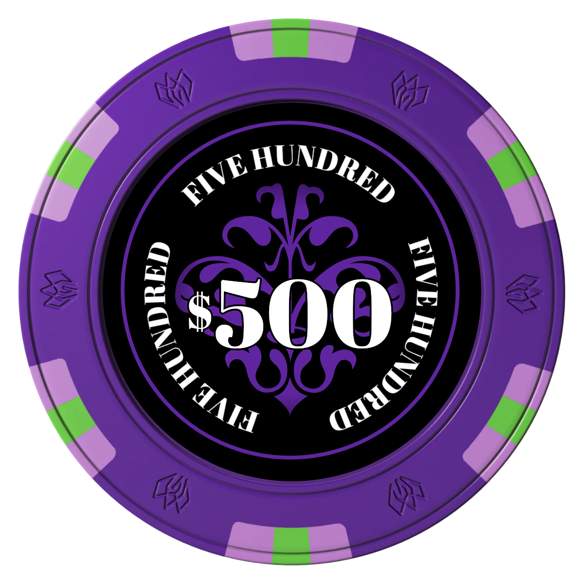 Gothic Revival Clay Poker Chips - Purple / 6 Spot Gem / 43mm - Front