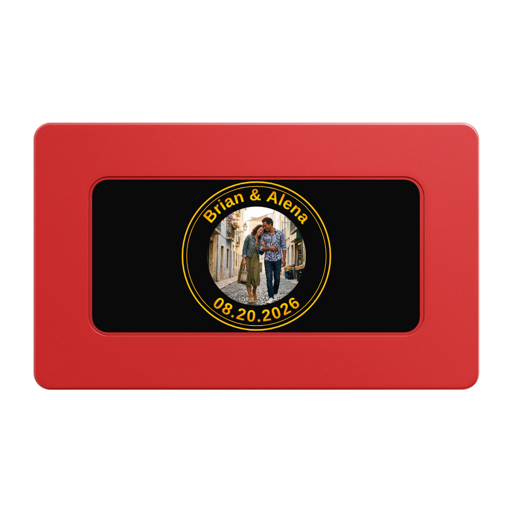 Save the Date Text Rectangular Poker Chip Plaques - Red - Back
