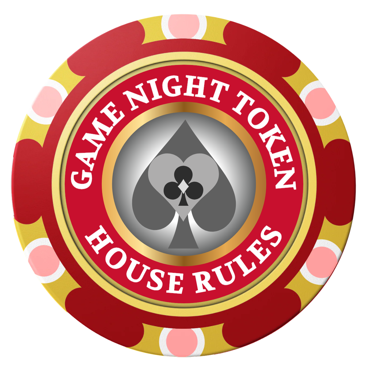 Stacked Suits Clay Poker Chips - Red / Monte Carlo / 40mm - Front