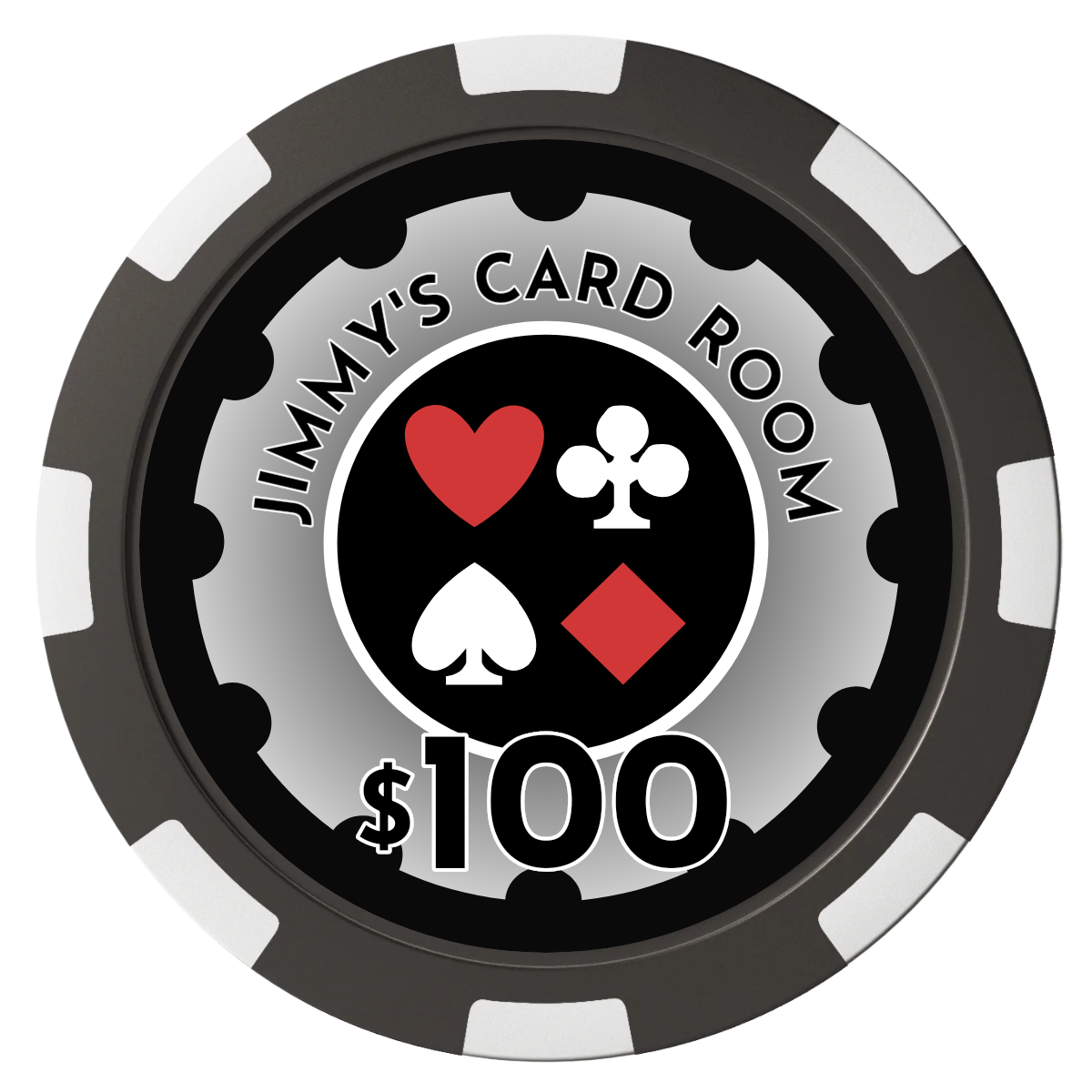 Your Four Suits Composite Poker Chips - Black / 8 Spot - Front