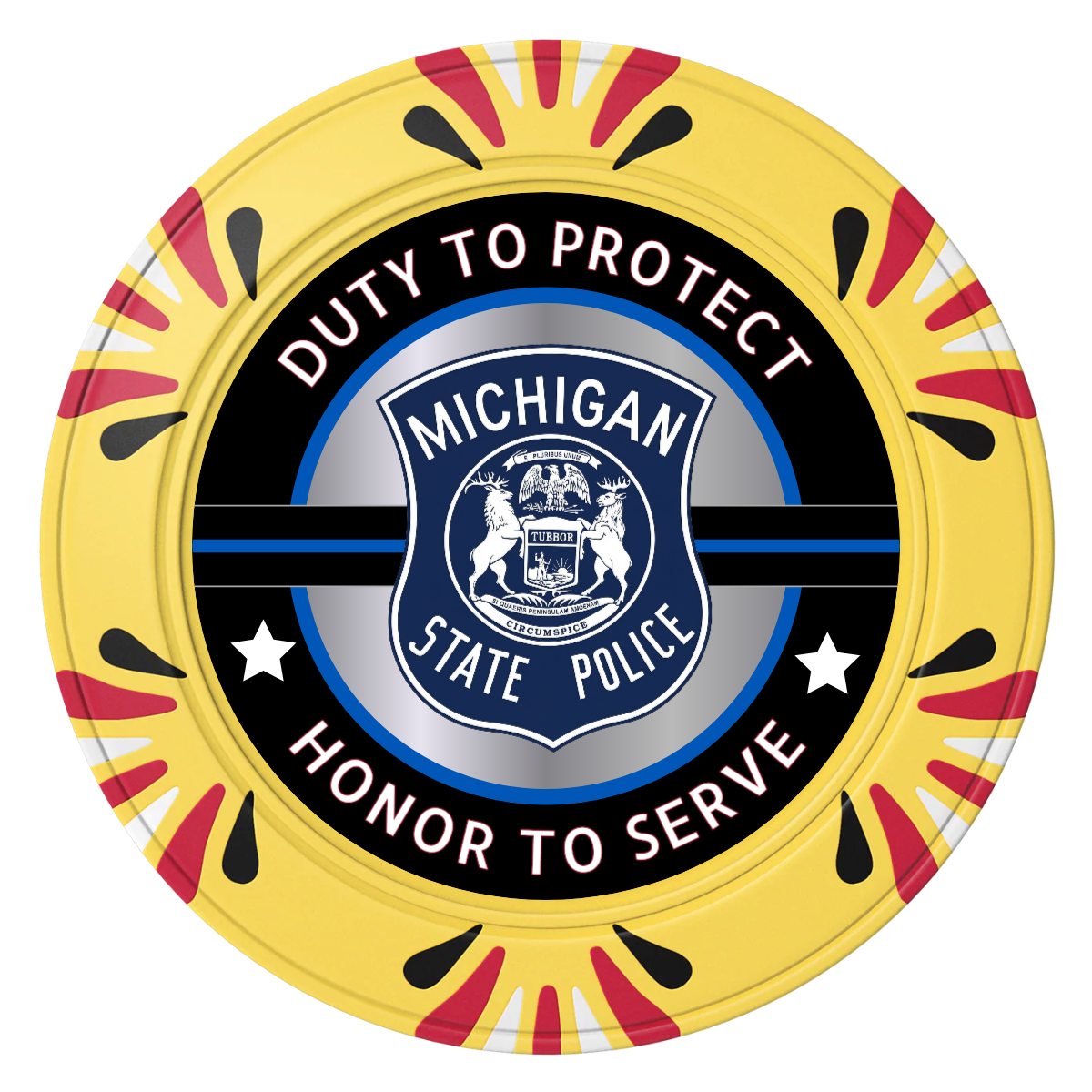 Police Department #01 Clay Poker Chips - Yellow / Macau / 40mm - Front