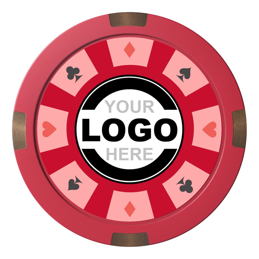 Suit 8 Your Logo Composite & Metal Hybrid Poker Chips - Red - Back
