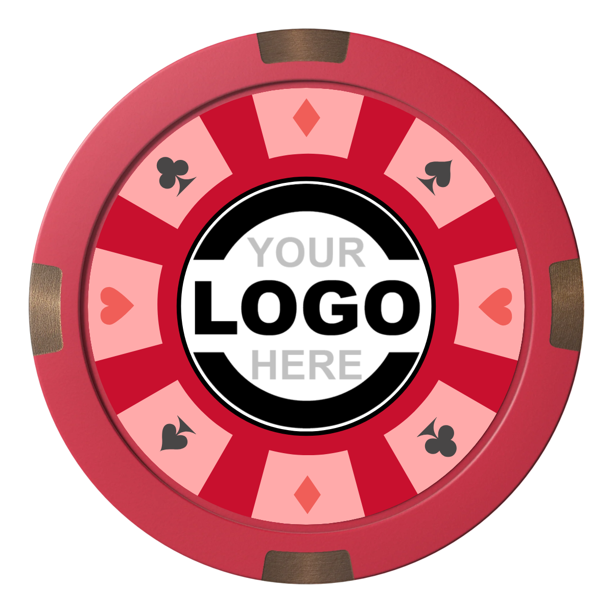 Suit 8 Your Logo Composite & Metal Hybrid Poker Chips - Red - Back