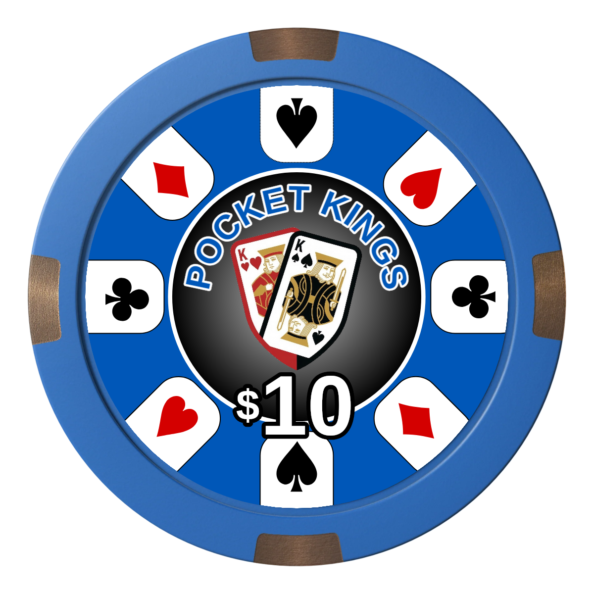 Pocket Kings Composite & Metal Hybrid Poker Chips - Blue - Front