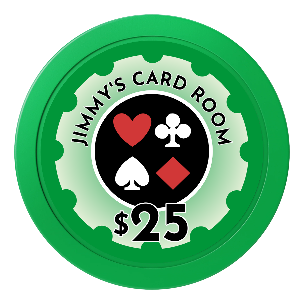 Your Four Suits 2" Oversized Poker Chips - Green - Back