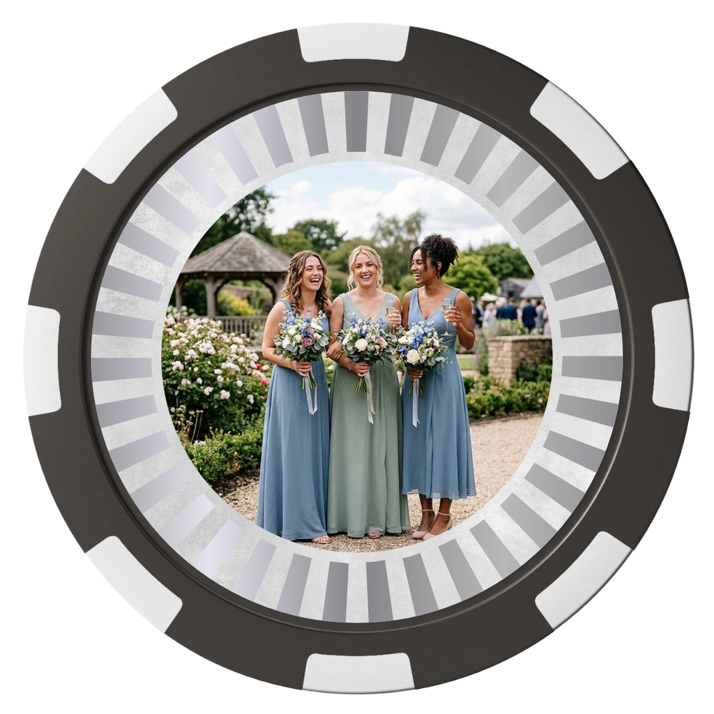 Be My Bridesmaid Simple Magnetic Composite Poker Chips - Black / 8 Spot - Back
