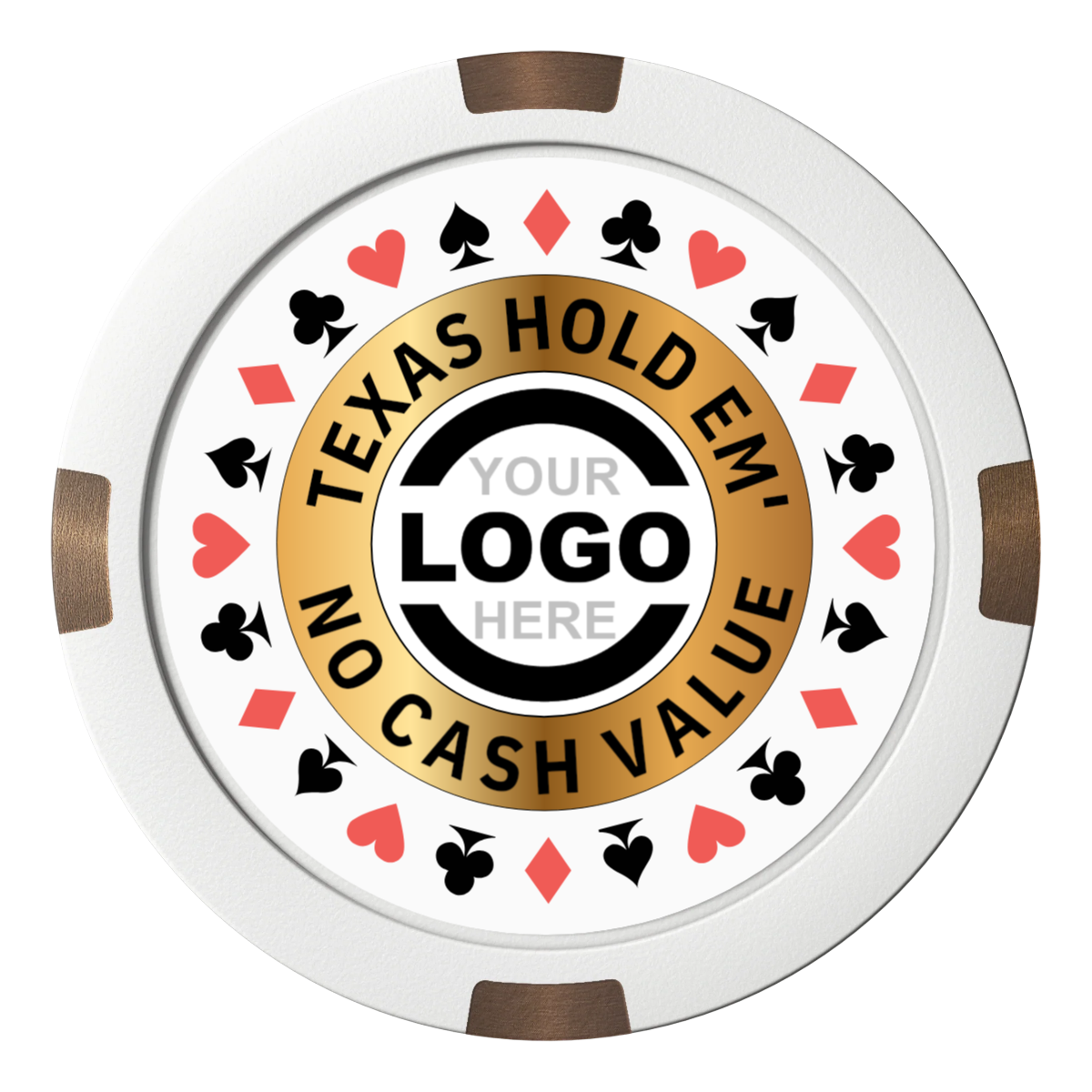 Texas Hold Em' Composite & Metal Hybrid Poker Chips - White - Back