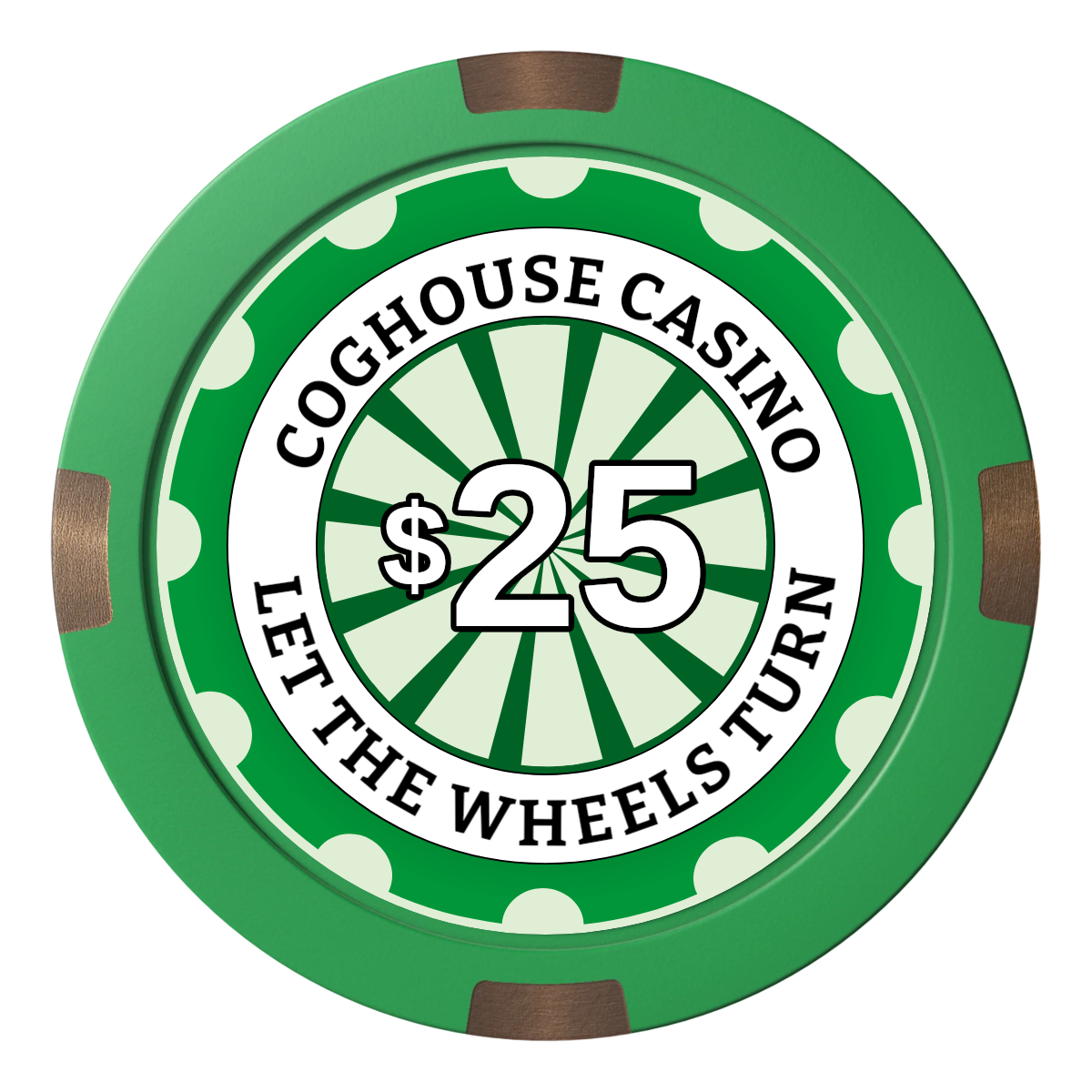Cog House Composite & Metal Hybrid Poker Chips - Green - Back