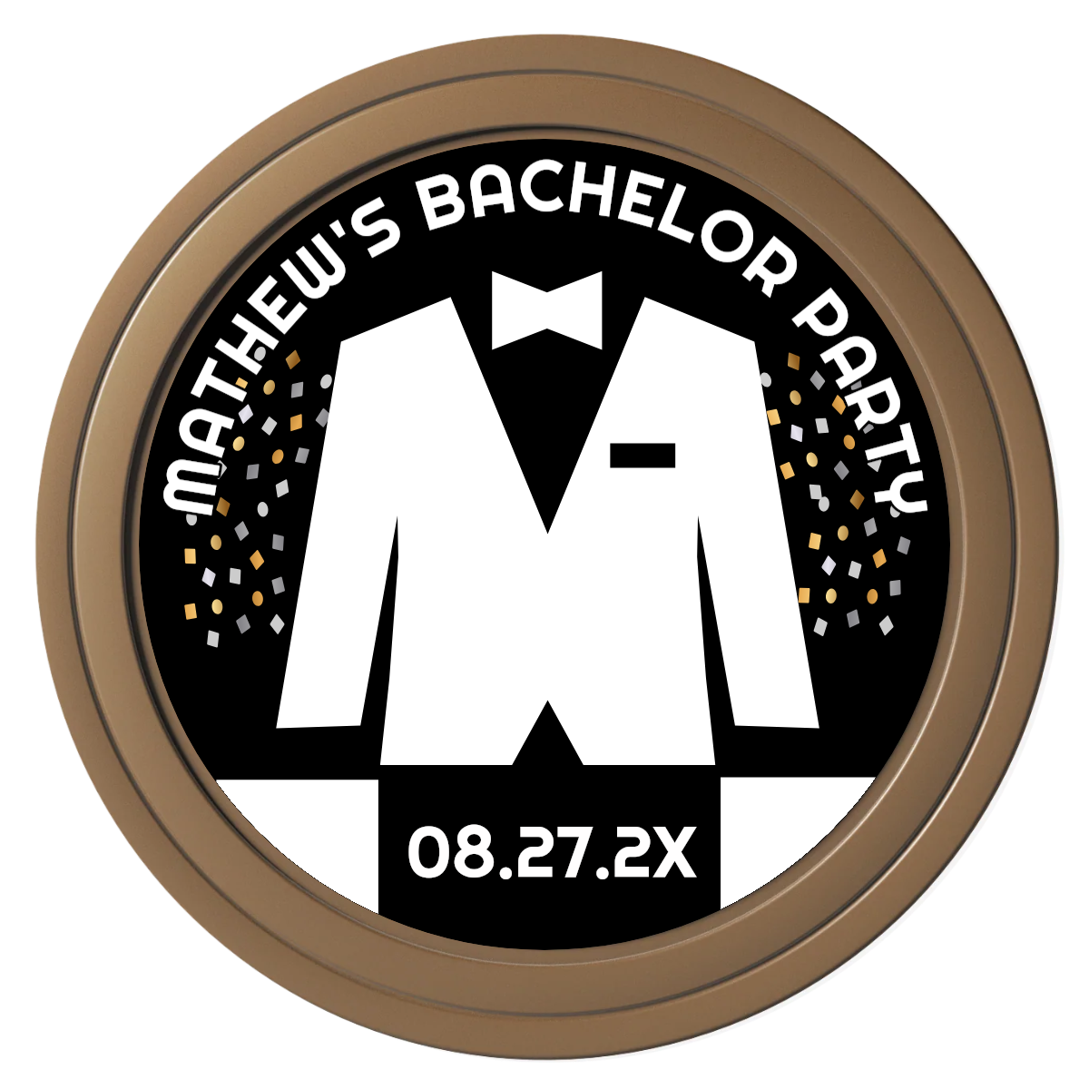 Bachelor No More Bowtie Composite Poker Chips - Brown / Solid - Front