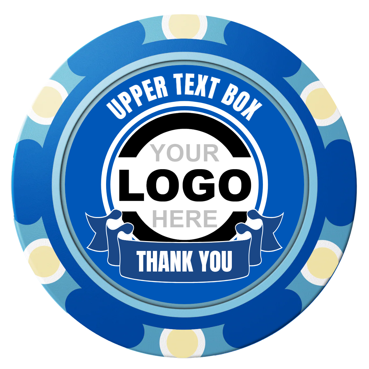 Lower Banner Clay Poker Chips - Blue / Monte Carlo / 40mm - Front