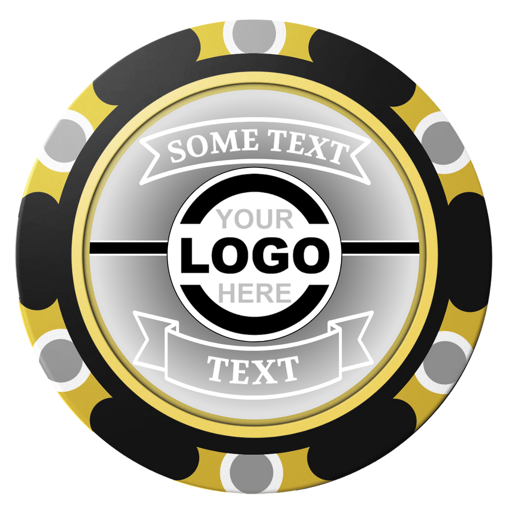 Double Banner Clay Poker Chips - Black / Monte Carlo / 40mm - Back